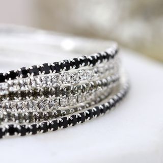 Multi Strand, Silver Plated and Monochrome Crystal Bead Bracelet by Peace Of Mind
